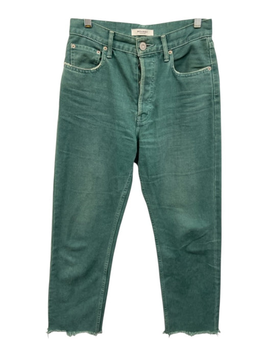 Moussy Vintage Size 27 Turquoise Green Cotton Raw Edge High Rise Jeans Turquoise Green / 27