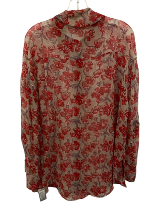 Natalie Martin Size M Red, Pink, Purple Viscose Semi Sheer Floral Top Red, Pink, Purple / M