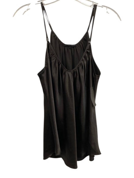 Beautiful People Size S Dark Gray Silk Gathered Neckline Button Detail Top Dark Gray / S