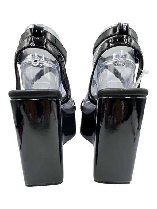 Lonza Shoe Size 40 Black Patent Leather Criss Cross Ankle Strap Platform Sandals Black / 40