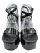 Lonza Shoe Size 40 Black Patent Leather Criss Cross Ankle Strap Platform Sandals Black / 40