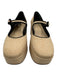 Larroude Shoe Size 9 Beige & Black fabric upper Leather Lining Mary Jane Flats Beige & Black / 9