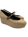 Larroude Shoe Size 9 Beige & Black fabric upper Leather Lining Mary Jane Flats Beige & Black / 9