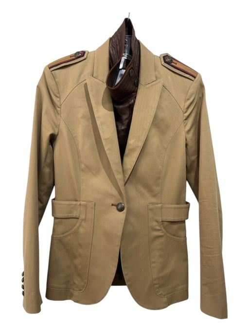 Veronica Beard Size One Size Brown Cotton & Lyocell Leather Fabric Block Jacket Brown / One Size