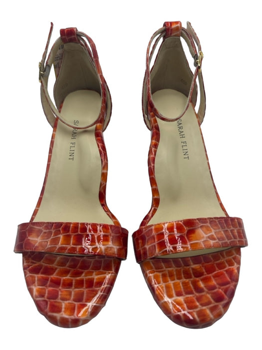 Sarah Flint Shoe Size 39 Orange & Yellow Patent Leather Embossed Toe Strap Pumps Orange & Yellow / 39