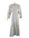 Staud Size 2 White, Yellow & Green Cotton Quarter Button Piping Maxi Dress White, Yellow & Green / 2