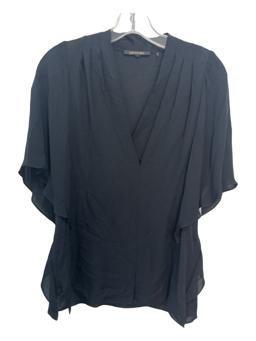 Kobi Halperin Size S Black Silk Batwing Short Sleeve V Neck Pleated Detail Top Black / S