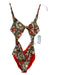 Mara Hoffman Size M Orange & Green Nylon Blend Floral Spaghetti Strap Swimsuit Orange & Green / M