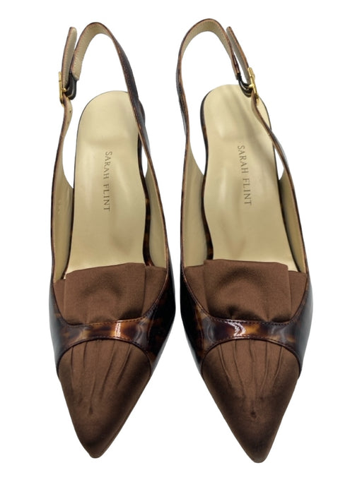 Sarah Flint Shoe Size 39 Brown Patent Tortoiseshell Pointed Toe Slingback Pumps Brown / 39