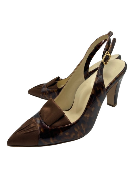 Sarah Flint Shoe Size 39 Brown Patent Tortoiseshell Pointed Toe Slingback Pumps Brown / 39