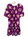 Marie Oliver Size S Purple Orange & White Linen & Silk Printed Knee length Dress Purple Orange & White / S