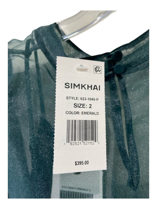 Simkhai Size 2 Dark Green Polyester Sheer Knee Length Tiered Dress Dark Green / 2