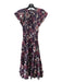 Cleobella Size XS Purple Print Cotton Cap Sleeve Elastic Waist Midi Floral Dress Purple Print / XS