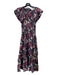 Cleobella Size XS Purple Print Cotton Cap Sleeve Elastic Waist Midi Floral Dress Purple Print / XS