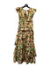 Marie Oliver Size 2 Green, Yellow, Orange Cotton Tiered Abstract Surplice Dress Green, Yellow, Orange / 2