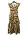 Marie Oliver Size 2 Green, Yellow, Orange Cotton Tiered Abstract Surplice Dress Green, Yellow, Orange / 2