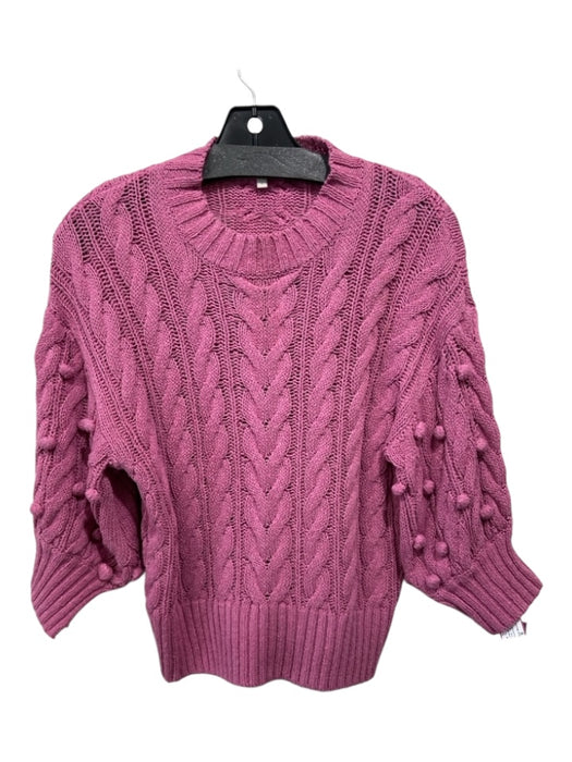 Ann Mashburn Size S Pink Cotton Blend Cable Knit Pom Pom Sweater Pink / S