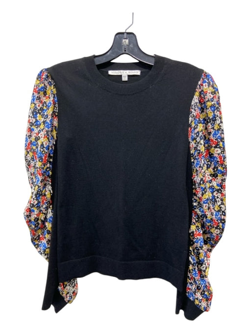 Veronica Beard Size S Black, Blue, Yellow Wool Fabric Block Long Sleeve Top Black, Blue, Yellow / S