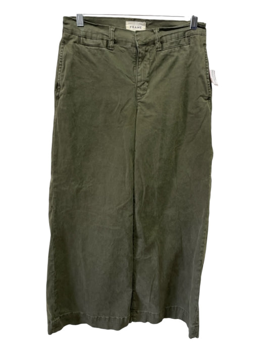 Frame Size 26 Olive Green Cotton Mid Rise Wide Leg Pockets Zip Fly Pants Olive Green / 26