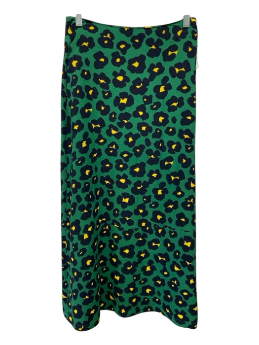 La Double J Size XS Green, Yellow, Navy Blue Silk Midi Floral Skirt Green, Yellow, Navy Blue / XS