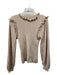 Ulla Johnson Size P Beige Alpaca & Silk Ruffle Neck Long Balloon Sleeve Sweater Beige / P