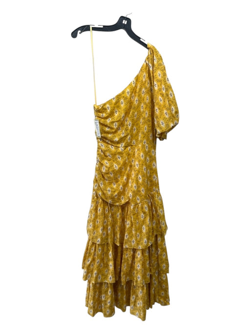 Veronica Beard Size 2 Yellow & White Cotton & Silk One Short Sleeve Midi Dress Yellow & White / 2