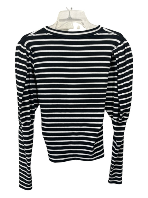Veronica Beard Jeans Size S Black & White Cotton Blend Ribbed Knit Stripe Top Black & White / S