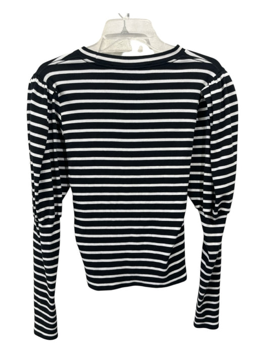 Veronica Beard Jeans Size S Black & White Cotton Blend Ribbed Knit Stripe Top Black & White / S