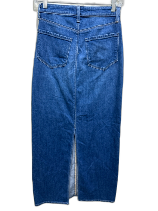 L'agence Size 24 Medium Wash Cotton Denim Mid Rise Whiskering Maxi Skirt Medium Wash / 24