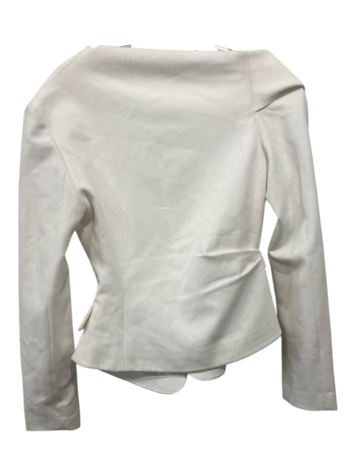 A.L.C. Size 2 White Polyester Blend Long Sleeve Wrap Pleated Flap Pocket Jacket White / 2