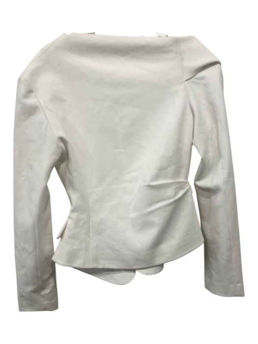 A.L.C. Size 2 White Polyester Blend Long Sleeve Wrap Pleated Flap Pocket Jacket White / 2