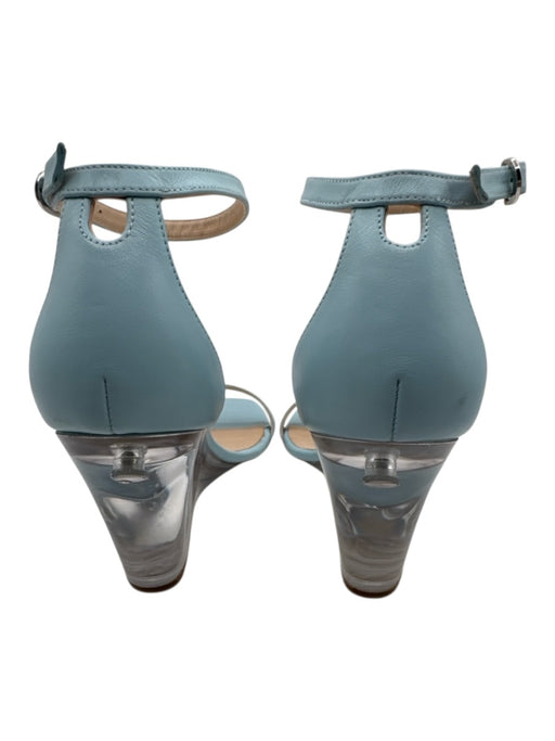 Stuart Weitzman Shoe Size 8 Light Blue Leather Ankle Buckle Wedges Light Blue / 8