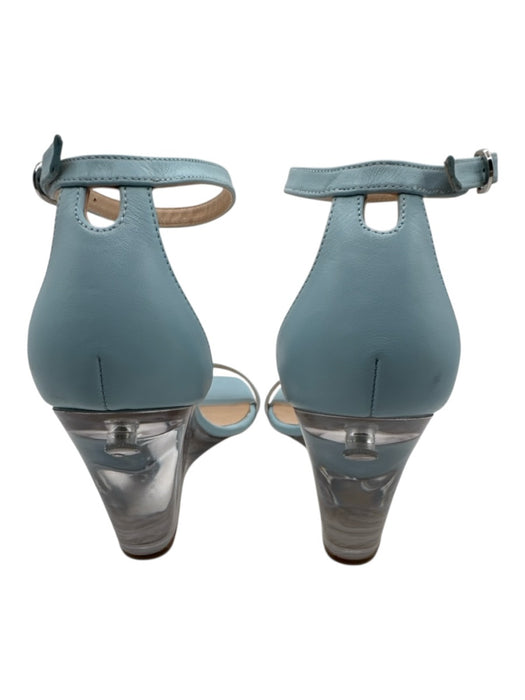 Stuart Weitzman Shoe Size 8 Light Blue Leather Ankle Buckle Wedges Light Blue / 8