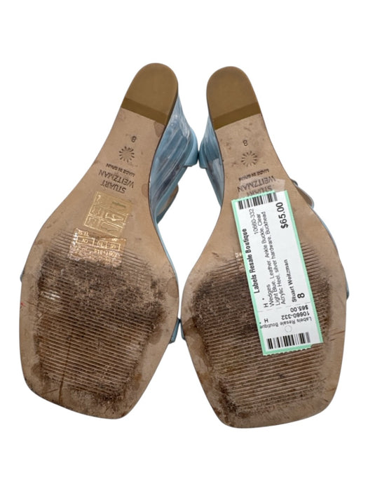 Stuart Weitzman Shoe Size 8 Light Blue Leather Ankle Buckle Wedges Light Blue / 8