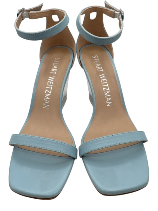 Stuart Weitzman Shoe Size 8 Light Blue Leather Ankle Buckle Wedges Light Blue / 8