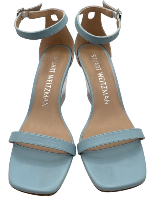 Stuart Weitzman Shoe Size 8 Light Blue Leather Ankle Buckle Wedges Light Blue / 8