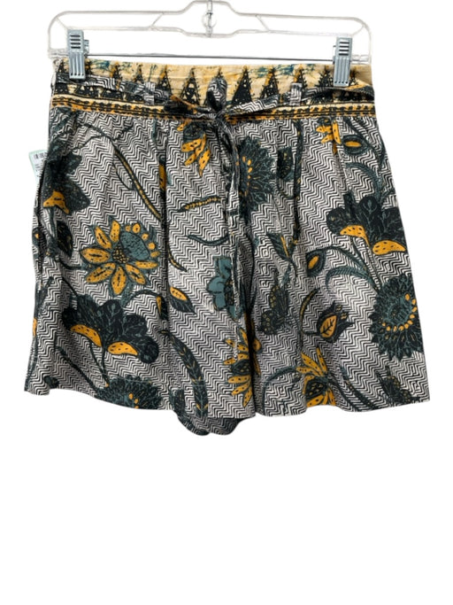 Ulla Johnson Size 2 Yellow, Teal, Black Cotton Side Zip Abstract Print Shorts Yellow, Teal, Black / 2
