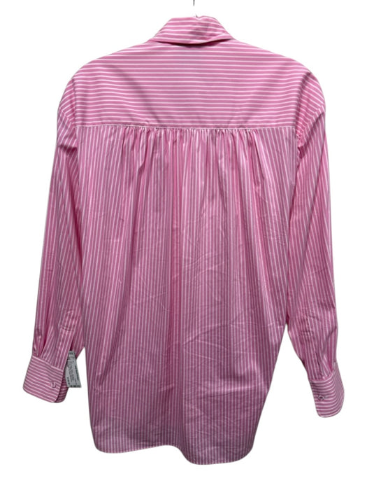 AKNVAS Size XS Pink & White Cotton Long Sleeve Rosette Stripe Blouse Top Pink & White / XS