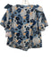 Chloe Size 10 Blue, Navy, Orange Cotton Short Sleeve Floral Print Wide Neck Top Blue, Navy, Orange / 10
