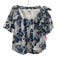 Chloe Size 10 Blue, Navy, Orange Cotton Short Sleeve Floral Print Wide Neck Top Blue, Navy, Orange / 10