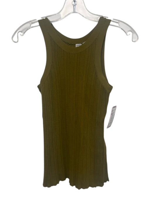 Toteme Size XS Pea Green Viscose & Polyamide Sleeveless Rib Knit Tank Top Pea Green / XS