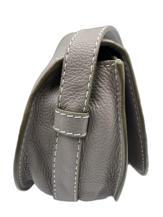 Chloe Gray Pebble Leather Gold hardware Saddle Bag Mini Marcie Bag Gray / S
