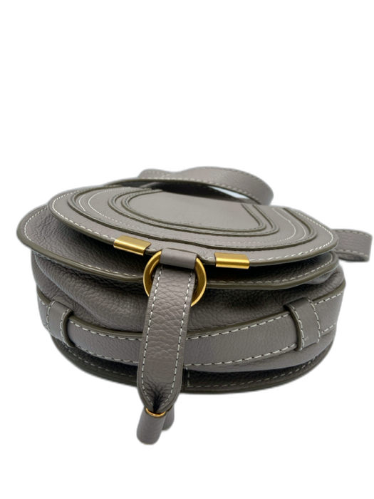 Chloe Gray Pebble Leather Gold hardware Saddle Bag Mini Marcie Bag Gray / S
