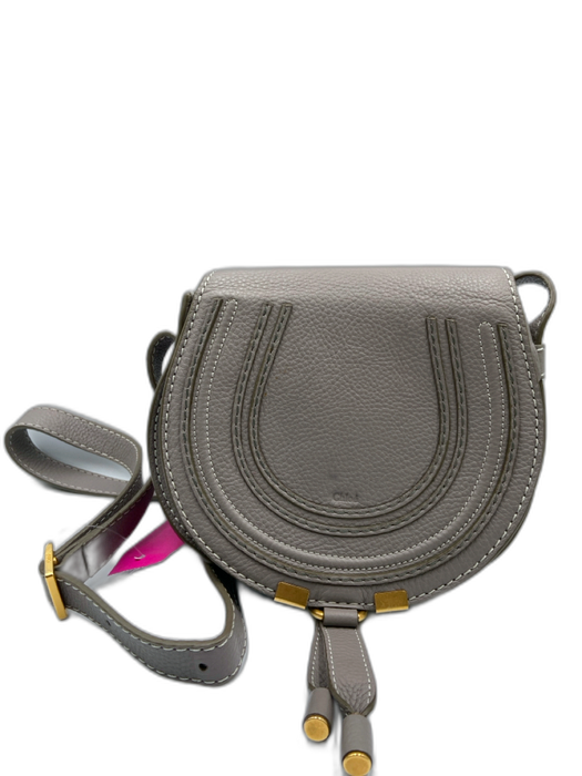 Chloe Gray Pebble Leather Gold hardware Saddle Bag Mini Marcie Bag Gray / S