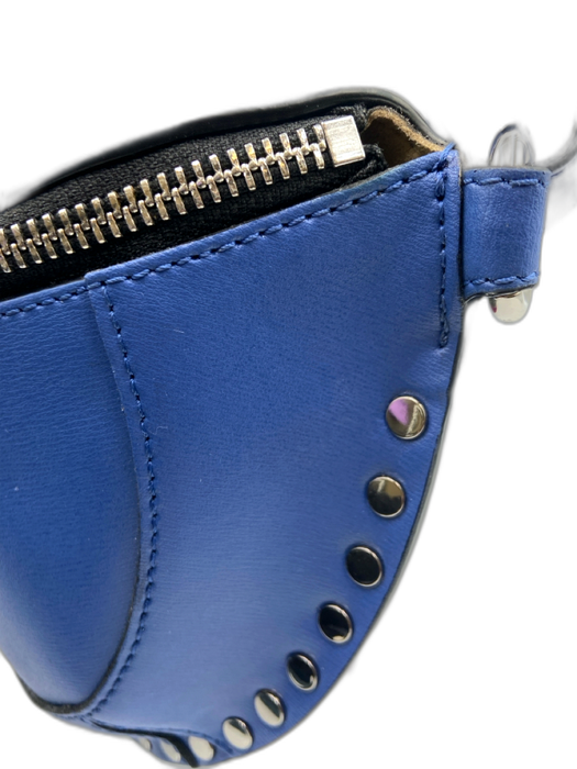 Isabel Marant Blue Leather Zip Top Studded Crescent Shoulder Bag Blue / XS