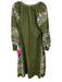 Julia Amory Size XS Green & White Cotton Embroidered Tassel Tie Detail Dress Green & White / XS