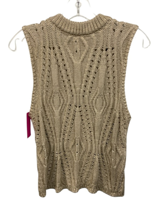 Marie Oliver Size S Beige & Gold Cotton Blend Coated Chunky Knit Sleeveless Top Beige & Gold / S