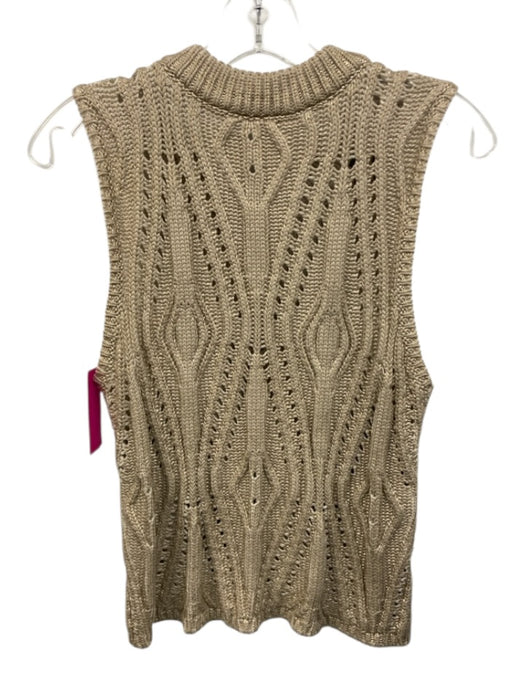 Marie Oliver Size S Beige & Gold Cotton Blend Coated Chunky Knit Sleeveless Top Beige & Gold / S