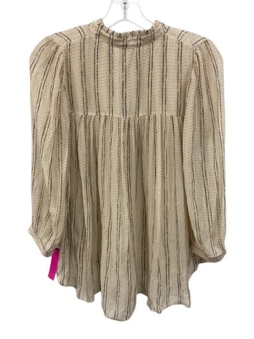 sessun Size S Beige, Gold, Brown Viscose Blend Stripe Long Sleeve Top Beige, Gold, Brown / S