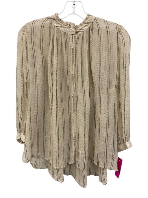 sessun Size S Beige, Gold, Brown Viscose Blend Stripe Long Sleeve Top Beige, Gold, Brown / S